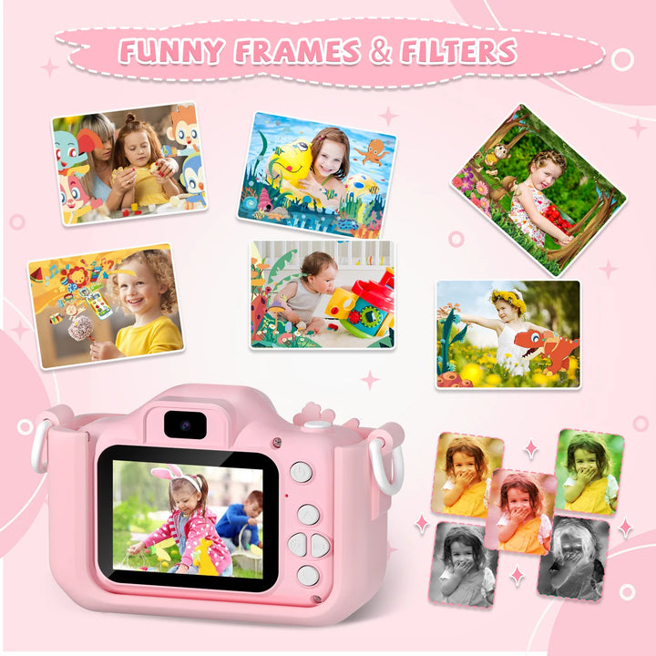 Unicorn Kids Toy Cameras 1080P HD Video Camera 48MP Dual Camera With Silicone Protective Cover 32GB Card Boy Girl Birthday Gifts