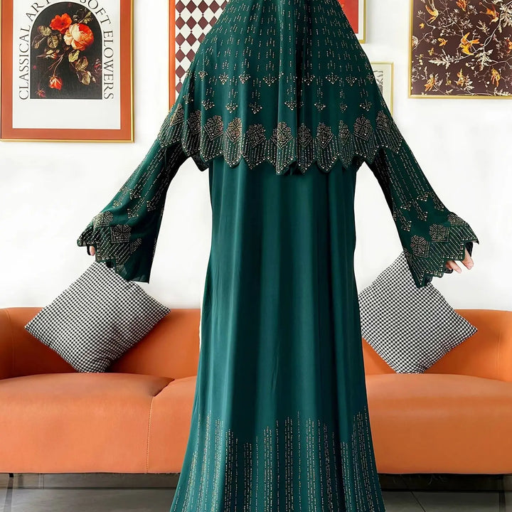 Two Piece Set Hijab Prayer Clothes Muslim Abaya Set Women Prayer Garment Dress Hijab Long Khimar Long Dress Sets Islamic Ramadan