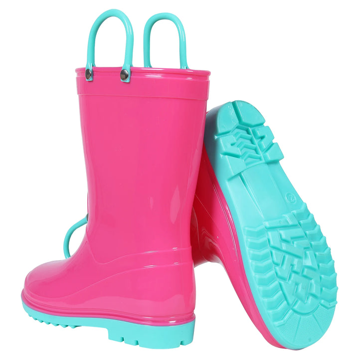 Kidmi Children Rain Boots Girls And Boys Outdoor Non-slip Rubber Rain Shoes Cute Easy Clean Kids Waterproof Boots With Handles