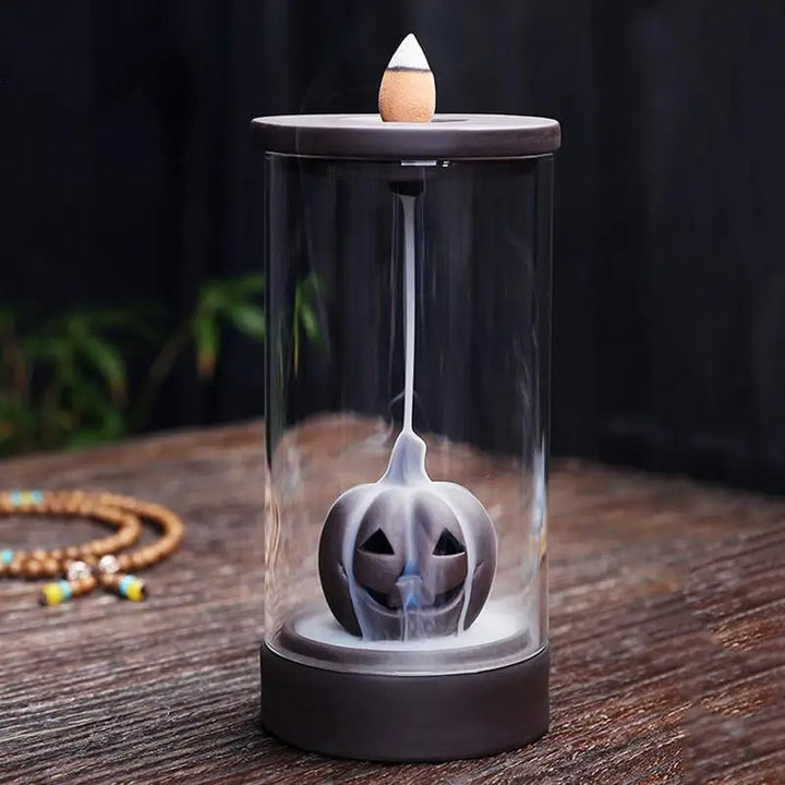 Halloween Backflow Incense Burner Stylish Non-Slip Misty Fountain Festive Pumpkin Decor Aromatherapy Home Decoration For Desk