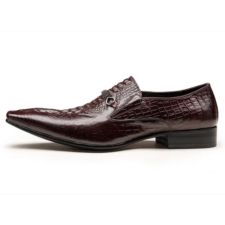 Classic Men's Slip-on Leather Dress Shoes Luxury Fashion Office Casual Business Men Formal Shoes Alligator Pattern Male Loafers