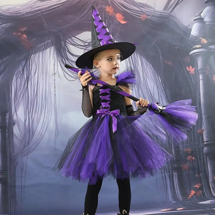 3D Halloween Witch Hat DIY Eye-catching Halloween Broom Ornaments Cartoon Witch Dress Up Ornaments Decor Accessories