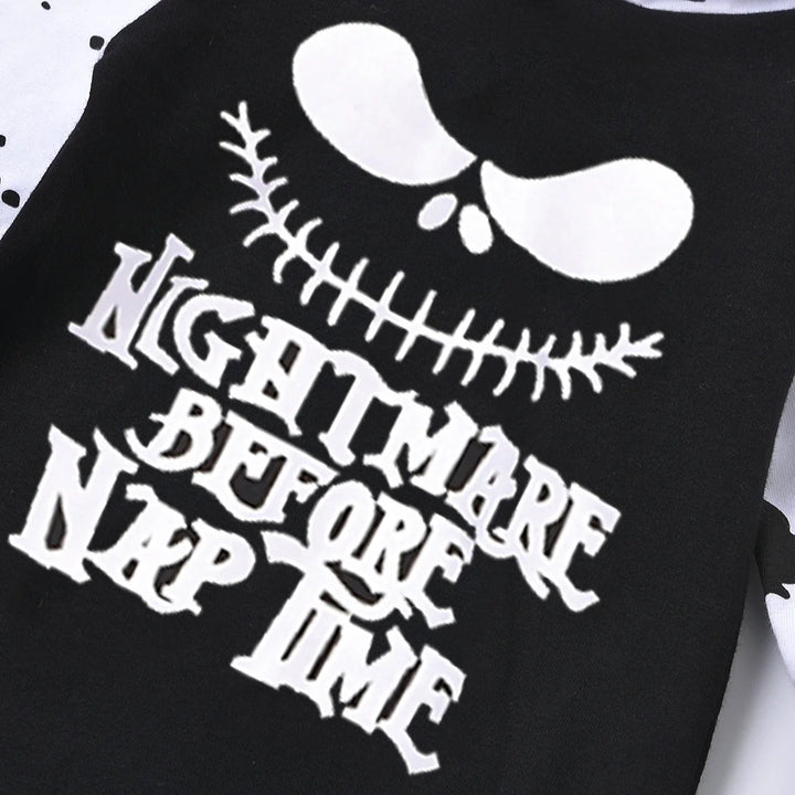 Halloween Newborn Baby Clothes Babe Boy Jumpsuit 2024 Fashion Letters Nightmare Before Nap Long Sleeve Hooded Romper