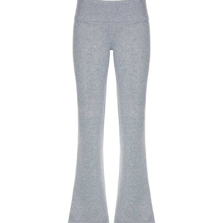 IAMSURE Casual Sexy Basic Solid Flare Pants Y2K Slim Low-Waisted Boot Cut Pants Women 2023 Autumn Spring Fashion Streetwear Lady