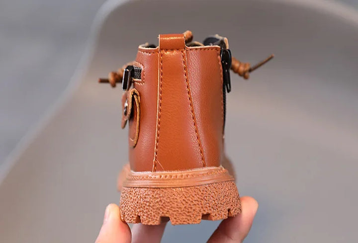 Kids Boots for Boys Spring Autumn Children's Causal Ankle Boots Fashion Black Versatile Girls School Leather Boots Side Zipper