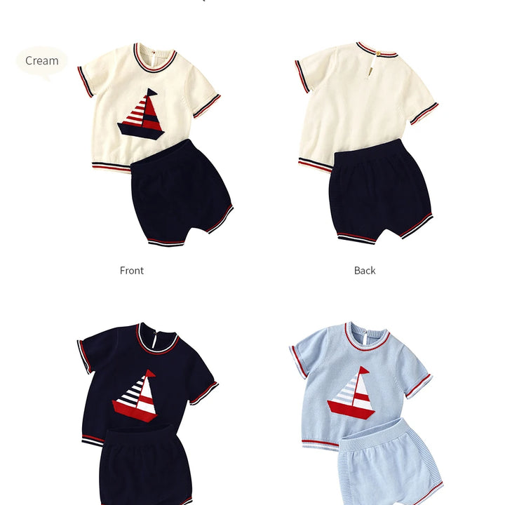 Baby Clothes Sets 0-18m Newborn Infant Boys Cotton Short Sleeve Pullovers Tops+Shorts Suits Casual Toddler Outwear Outfit Summer