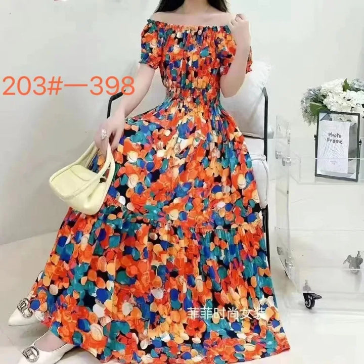 Vestidos Para Mujer Maxi Long Dress native stamps Bohemian Boho Cotton Floral Vintage casual.