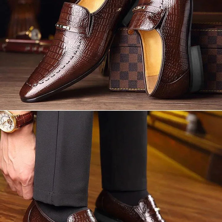 Mens PU Luxury Crocodile Pattern Men Business Dress Shoes Leather Casual Social Shoe Male Wedding Footwear Zapatos Hombre