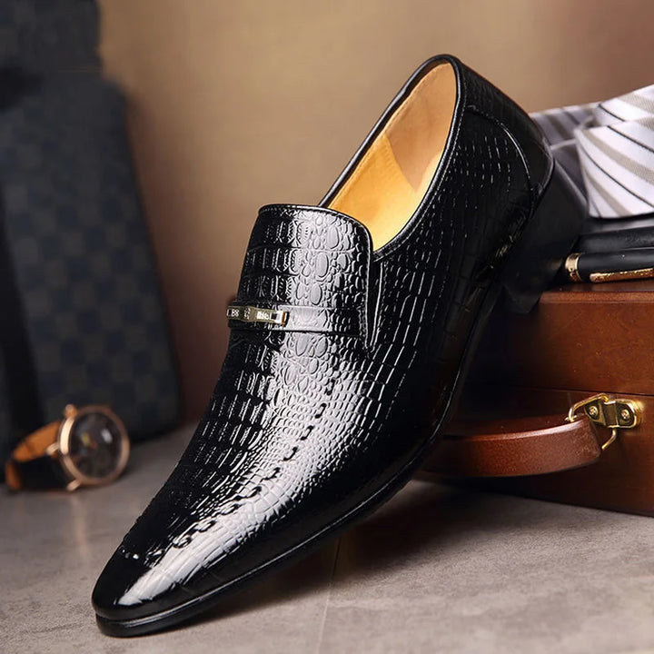 Mens PU Luxury Crocodile Pattern Men Business Dress Shoes Leather Casual Social Shoe Male Wedding Footwear Zapatos Hombre