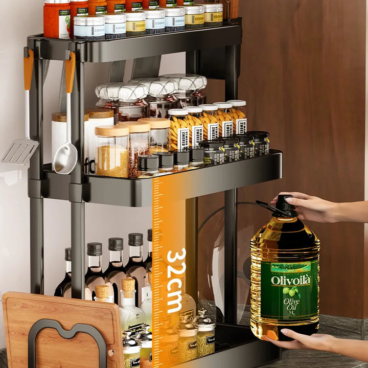 Kitchen Storage Rack, Multi-Purpose Spice Organizer, Countertop Utensil Holder for Knives, Chopsticks, Oil, Salt, Soy Sauce, Vin