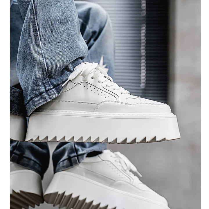 Small White Shoes, Men's New Increase Platform Shoes 2025 Spring Retro Trend Platform Shoes