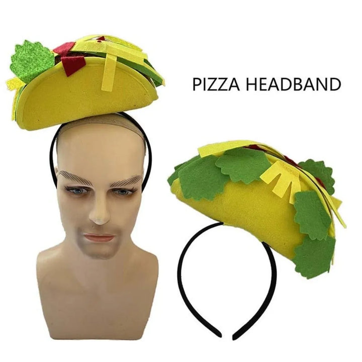New Year Halloween French Fries Hat Cloth Personalized Taco Hair Hoop Yellow Head Accessories Creative Pizza Hat Headwear