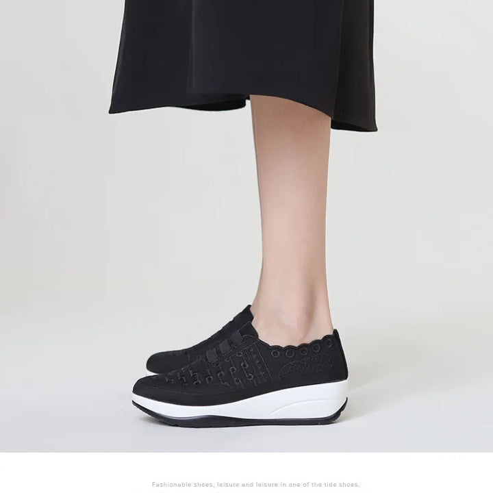 Women's Swing Sneakers Platform Wedge Slip on Casual Sports Shoes for Woman Breathable Slimming Fitness Rocking Shoes Thick Sole