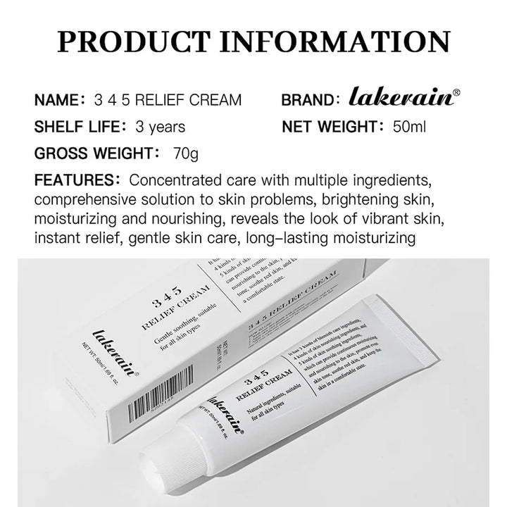 345 Relief Cream Comprehensive solution to skin problems Anti-sugar and antioxidant Brightening skin Improving acne marks Moistu