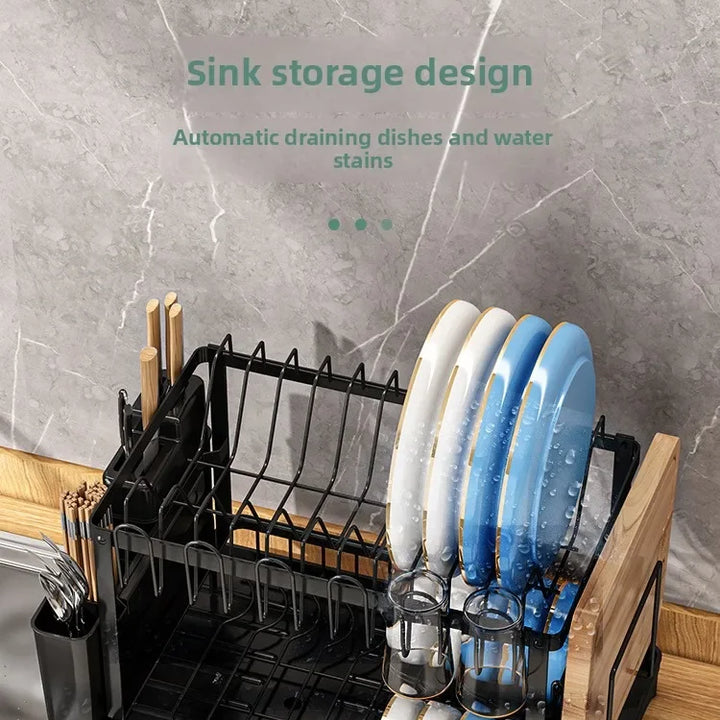 Kitchen utensil drain pipe drain storage rack countertop utensil drain, chopstick storage rack with cup holder