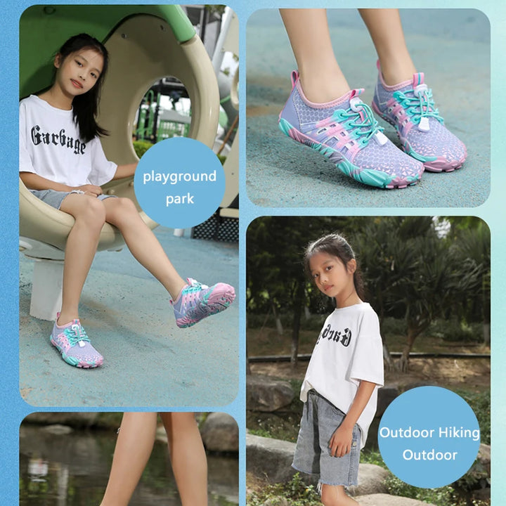 Kids Quick-Drying Water Shoes Anti Slip Wear-Resistant Cushioning Prevention Soft Breathable Sneakers Kids Barefoot Shoes ﻿