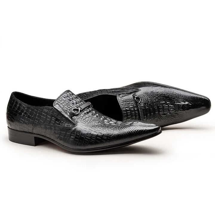 Classic Men's Slip-on Leather Dress Shoes Luxury Fashion Office Casual Business Men Formal Shoes Alligator Pattern Male Loafers