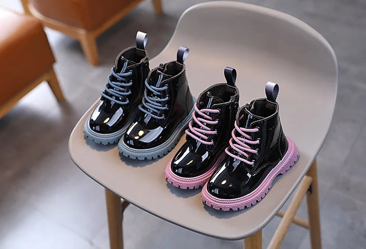 Children Boots Patent leather Casual Sneakers Baby Kids Shoes Waterproof British Ankle Short Boots Boys Shoes Toddler Snow Boots