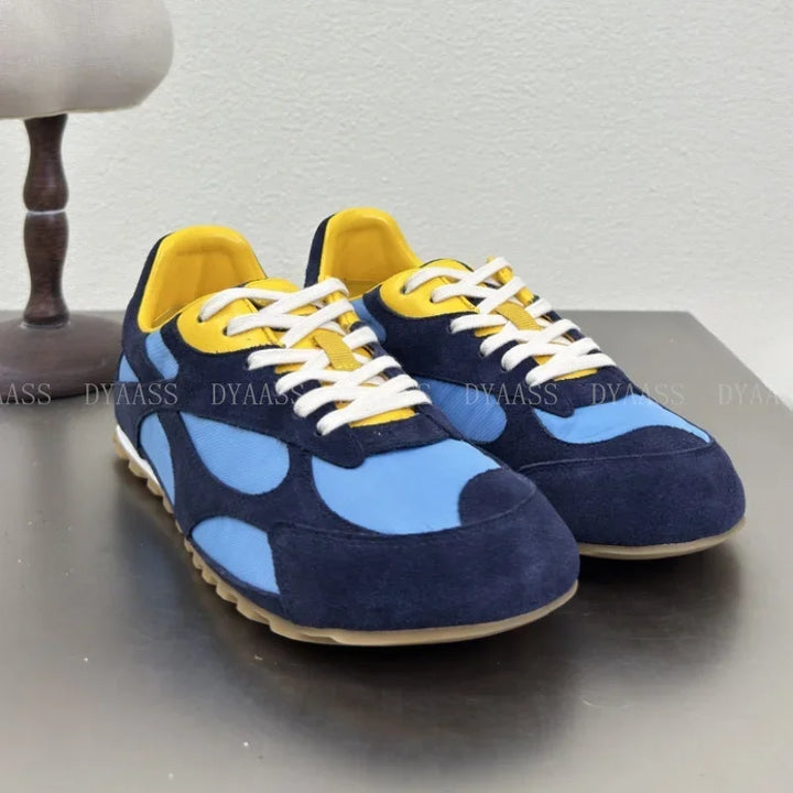 Designer Women Sneakers Casual Shoes Women Men Lace Up Round Toe Flats Non Slip Comfort Concise  Mixed Color Walking Shoes