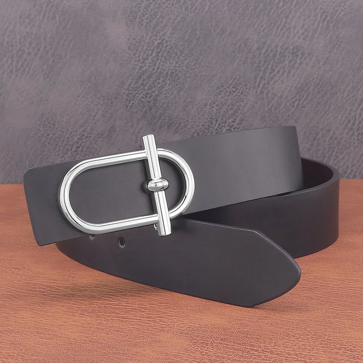 Personality Slide Buckle 3.8cm Cowskin Wide Luxury Strap Men Belts Genuine Leather  Designer Golden Jeans Casual Waistband