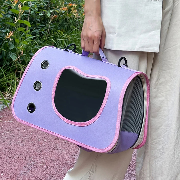 Portable Pet Carrier Bag for Small Dogs Cats Outdoor Foldable Cat Bag Breathable Cat Shoulder Bag Kitten Carrying Bag