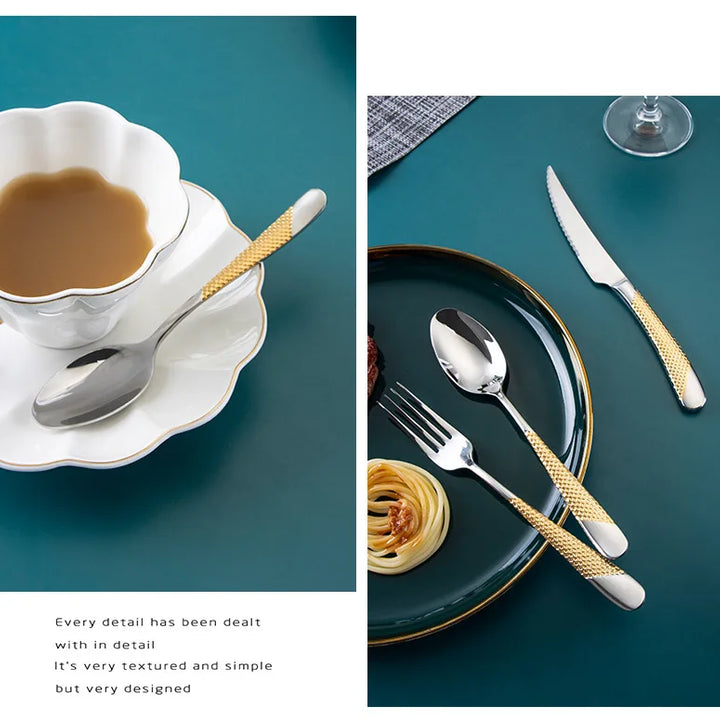 Kitchen Tableware Cutlery Set  Cutlery Set Stainless Steel Luxury Dinnerware Fork Spoon Knife Western Dinner Set Gold