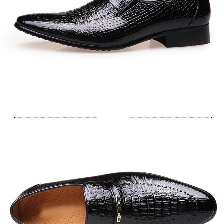 Mens PU Luxury Crocodile Pattern Men Business Dress Shoes Leather Casual Social Shoe Male Wedding Footwear Zapatos Hombre