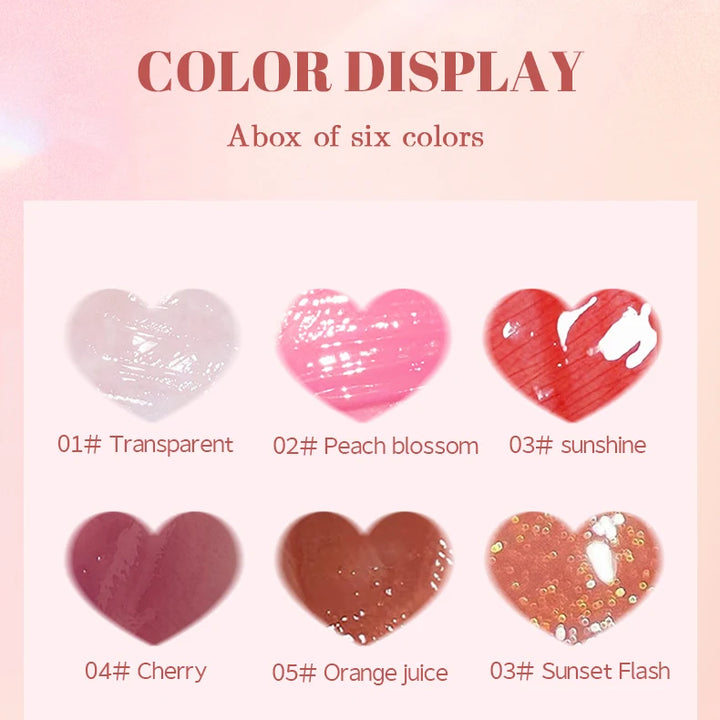 MAGIC CASA 6pcs/set Small bottle Hydrating Jelly Lip Oil long-lasting Moisturizing  smooth shimmering Lip Hydrating Liquid