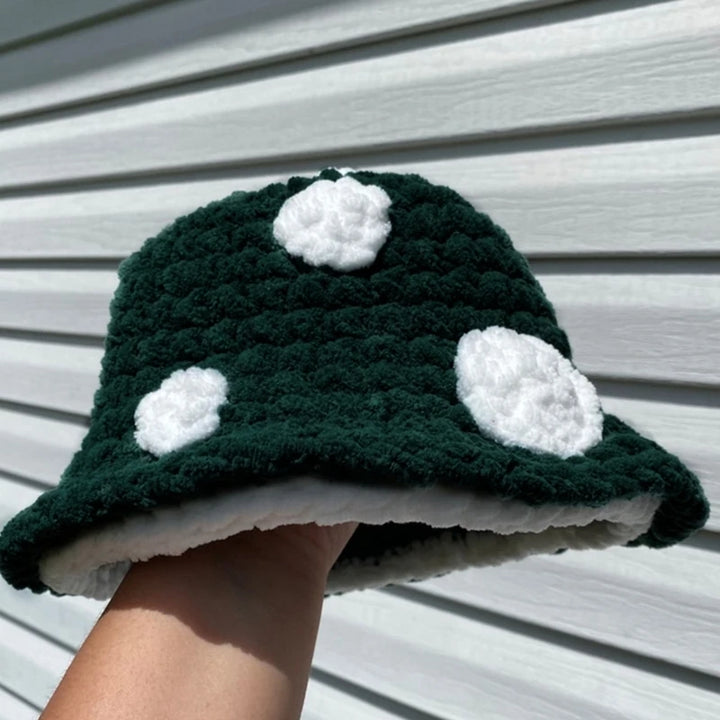 Halloween Crochet Fisherman Hat Soft Bucket Hat  Handmade Mushroom Hat Women Children Hat Novelty Photoshoots Hat M6CD