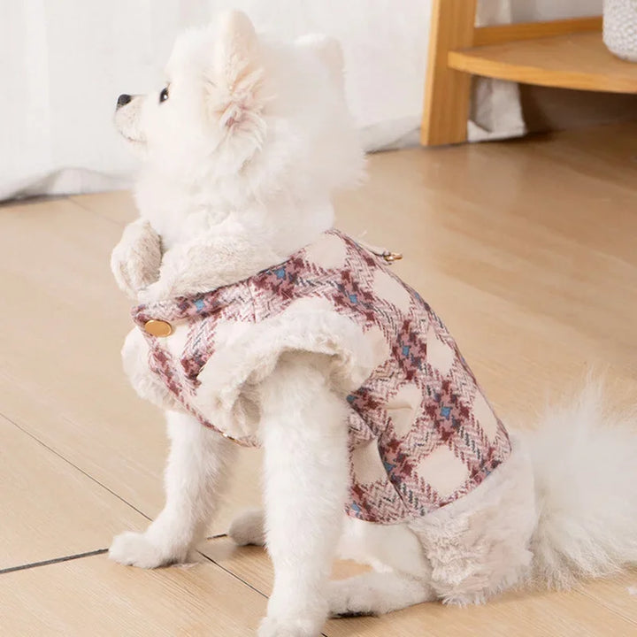 Fur Collar Dogs Coat Winter Warm Dog Jacket Pet Clothes for Small Medium Dogs Traction Dog Jacket Coat Teddy Bichon Pet Clothes