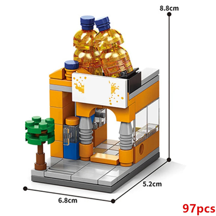 NEW DIY Makeup Convenience Store Flower Shop Hair Salon Piano Game Hall Fruit Bookstore Building Blocks Bricks Movie Model Toy
