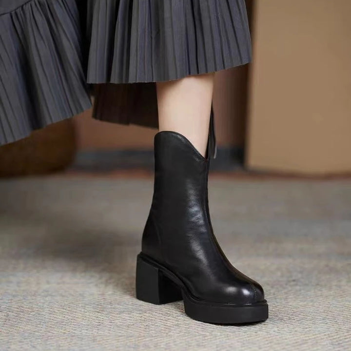 Women's Shoes Chelsea Boots Woman Winter 2024 Cute Trend Elastic Half Promotion Genuine Leather On Offer With High Quality New