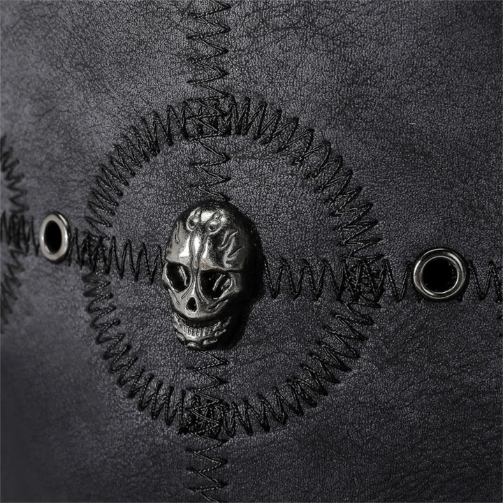 Steampunk Top Hat Halloween Costume Cosplays Gothics Party Accessory Props Black Imitation-Leather Hat for Men Women