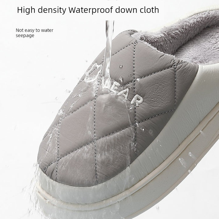 Waterproof Cotton Slippers Men Autumn and Winter 2025 New Arrival Indoor Home Non-Slip down Heattech Cotton Slippers Men's Winter