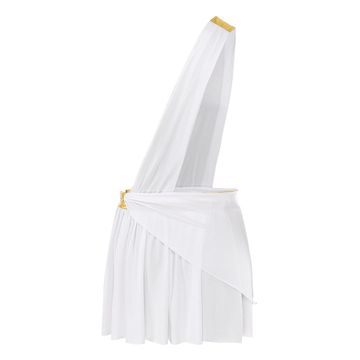 Halloween Ancient Greek Warrior Cosplay Costume Mens One Shoulder Strap Contrast Color Ruffle Skirt Carnival Theme Party Wear