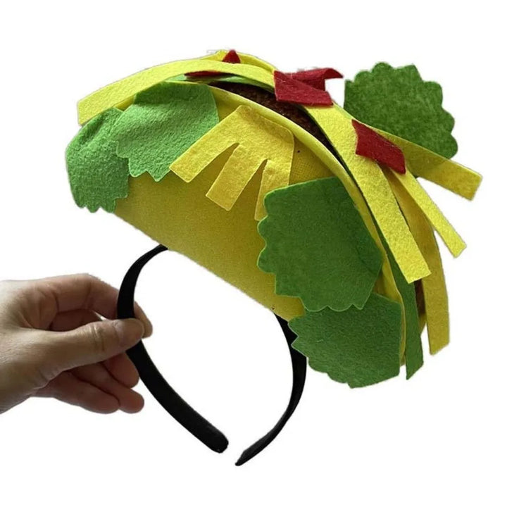 New Year Halloween French Fries Hat Cloth Personalized Taco Hair Hoop Yellow Head Accessories Creative Pizza Hat Headwear