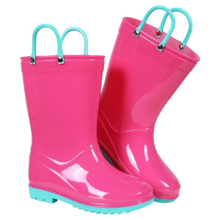 Kidmi Children Rain Boots Girls And Boys Outdoor Non-slip Rubber Rain Shoes Cute Easy Clean Kids Waterproof Boots With Handles