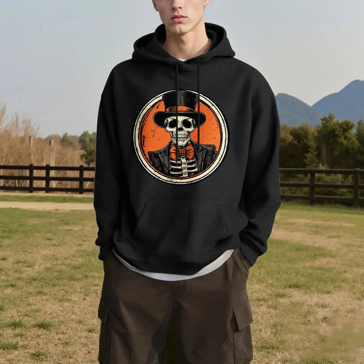 Halloween Skull Printed Men's Hoodies Graphic Sweatshirt Oversized Autumn Women Long Sleeve Holiday Clothes Pullover Tops Unisex