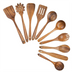 Wooden Cooking Utensils, Kitchen Utensils Set with Teak Wood Spoons and Wooden Spatula for Cooking