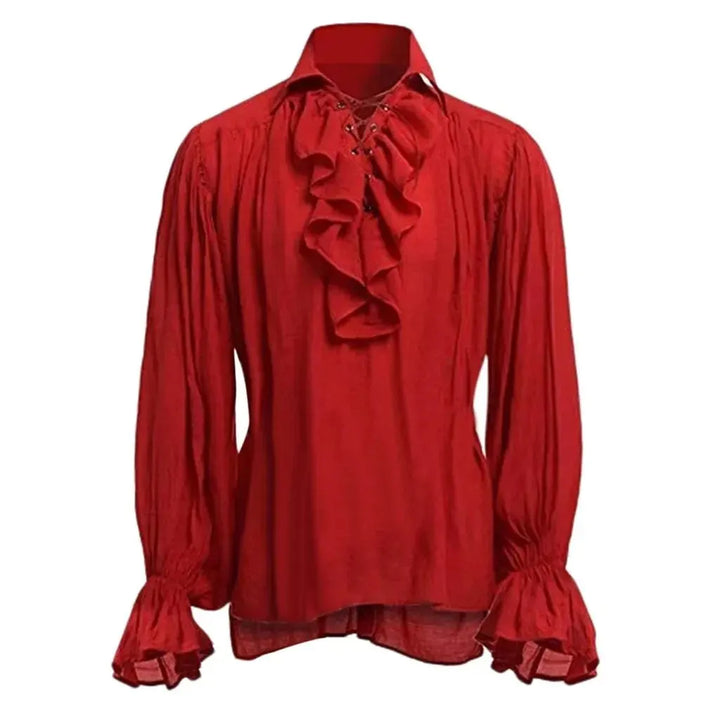 Medieval Halloween Costumes Autumn Casual Shirts Steampunk Cosplay Bandage Long Sleeve Ruffled Shirt Gothic Blouse Tops