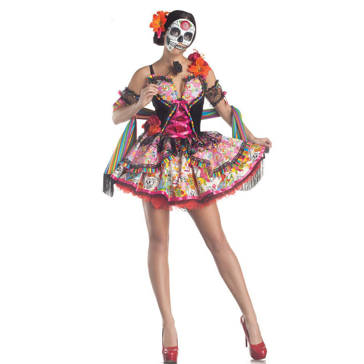 Beautifully Macabre!
A striking skull and flower design brings gothic elegance to Halloween, Day of the Dead, or cosplay events. Perfect mix of spooky and stunning.
💀 Includes: Skull bride dress + accessories
🎃 Occasions: Halloween, Day of the Dead 💀