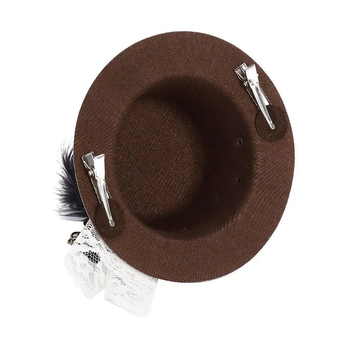 Vintage Halloween Top Hat Fashion Lightweight Scarecrows Witch Hat Gears Feather Funny Steampunk Hair Clip Carnival Party