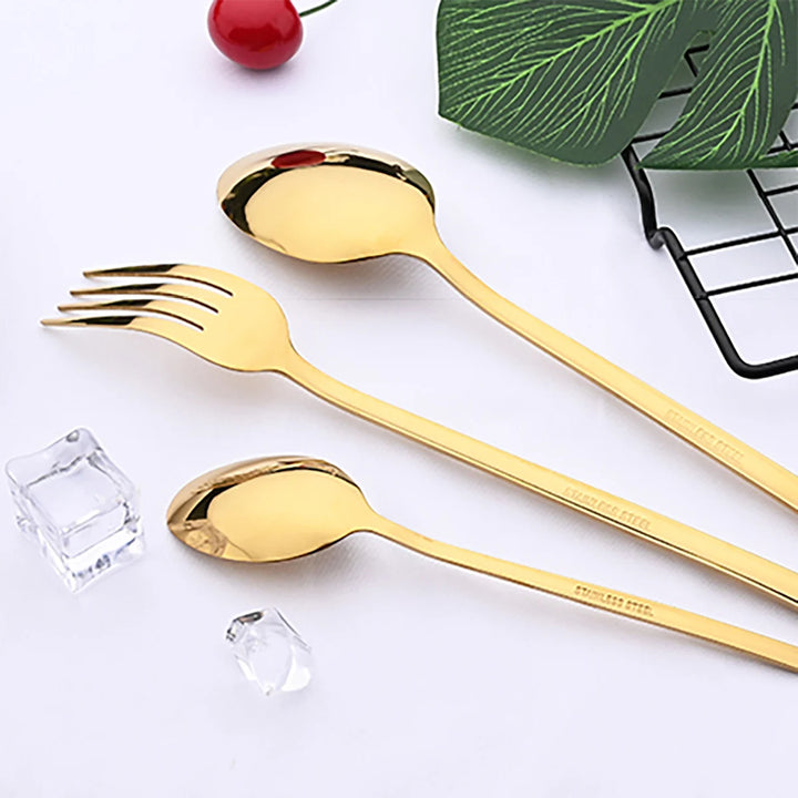 24Pcs Black Dinnerware Set Knife Fork Coffee Spoon Cutlery Set Stainless Steel Flatware Western Kitchen Silverware Tableware