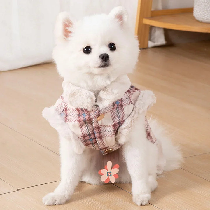 Fur Collar Dogs Coat Winter Warm Dog Jacket Pet Clothes for Small Medium Dogs Traction Dog Jacket Coat Teddy Bichon Pet Clothes