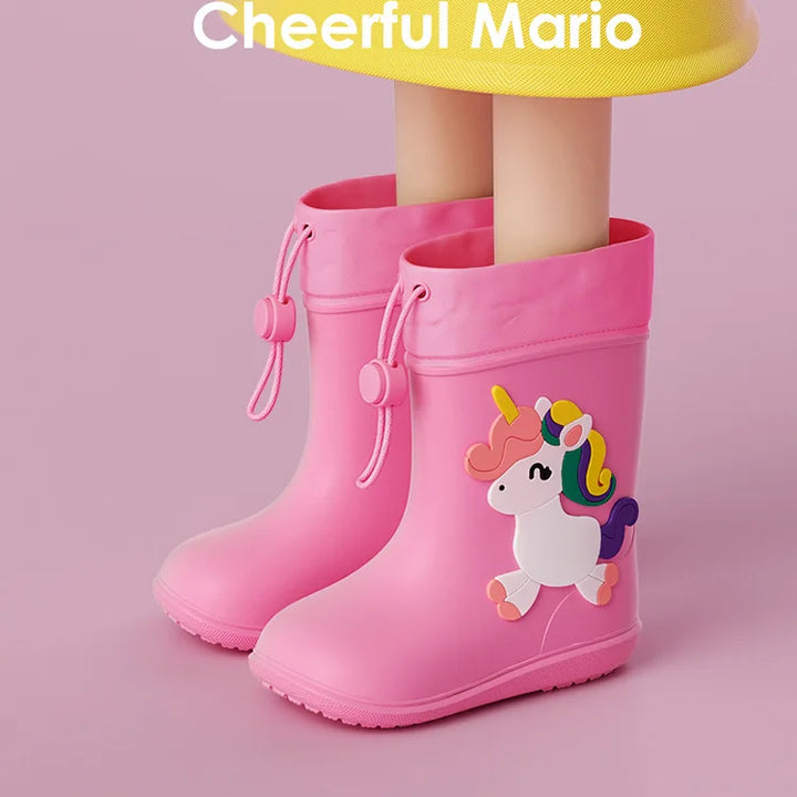 Kids Girl Boy Rain Boots Waterproof Toddler Rainboots Children's Shoes Rubber Boots Kids Baby Cartoon Dinosaur Water Shoes Boots