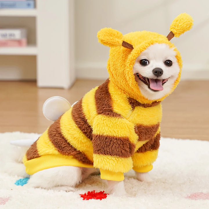 1.5-10kg Puppy Pet Clothes Bee Style Plush Costume Cat Pet Clothes Autumn Winter Plush Warm Clothing Dog Clothes For Small Dogs