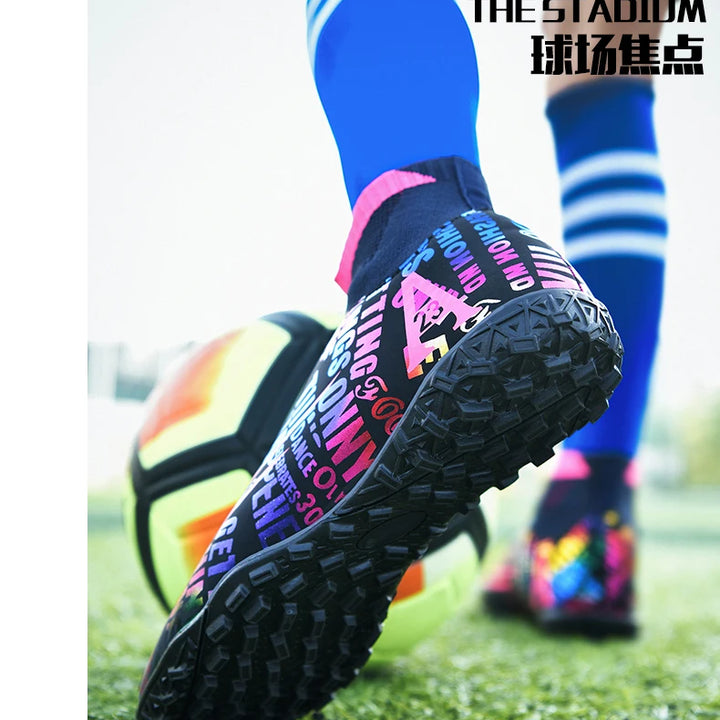 2025 New Hot Sale Football Boots Child Sneakers High Top AG Soccer Shoes Boys Outdoor Grass Training Shoes For Kids chuteiras de