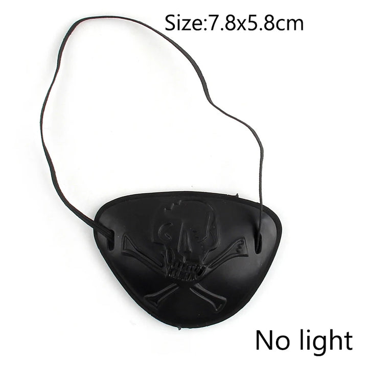 Adults Black Pirate Hats with Skull Pattern Halloween Cosplay Props Parties Caribbean Pirate Costume Hats LED Glowing Party Hat