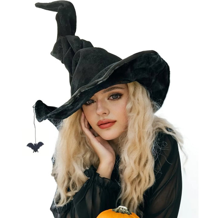 Halloween women black witch hat wizard grey hat role play Sorting Hat pointed cap with spider