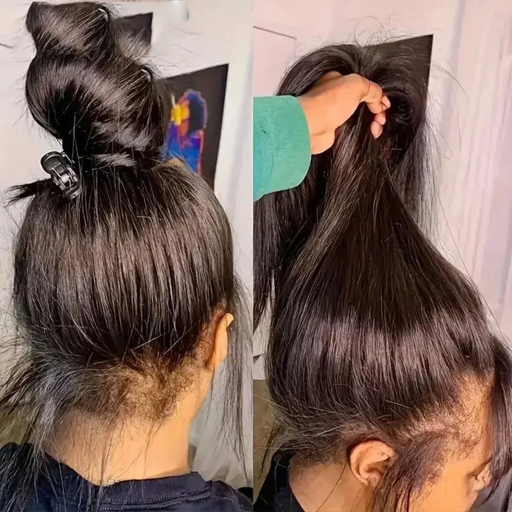 Hidden Strap Straight 360 Lace Front Wigs Human Hair Pre Plucked 12A Glueless Brazilian Virgin Wig With Drawstring HD Full Lace